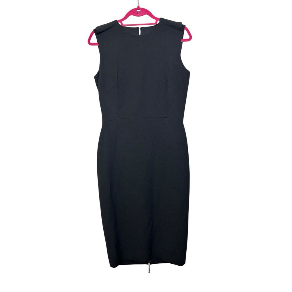 Victoria Beckham Dress US 10 Black Silk Wool Sheath Open Back Zip Cocktail